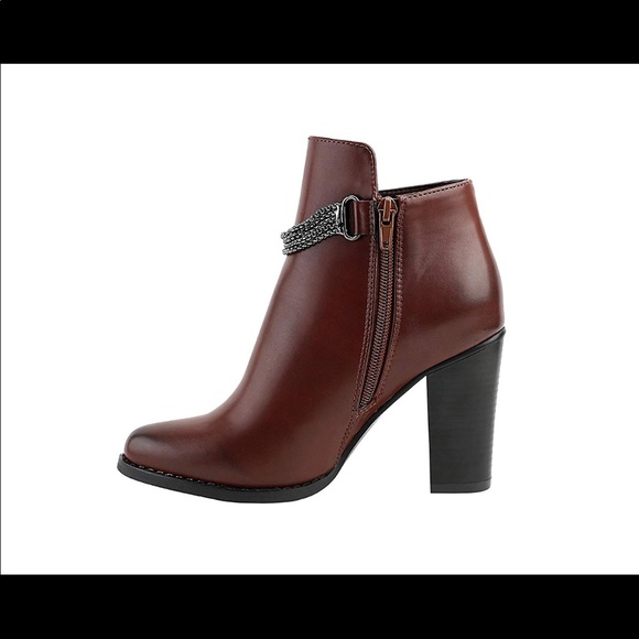 Ladies multi ankle chain chunky heels booties - Picture 7 of 8